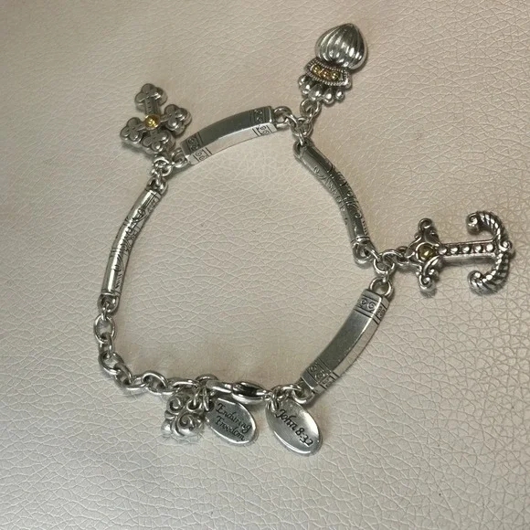 Brighton Enduring Freedom Faith Charm‎ Bracelet Anchor Cross Crown Verses